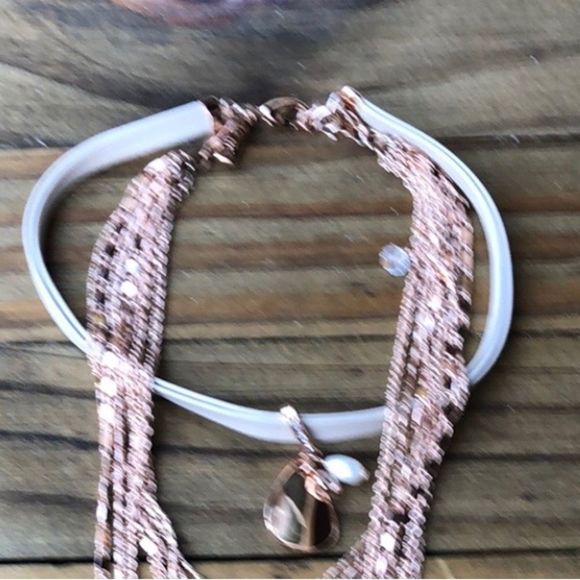 34- White House Black Market Faux Leather Rose Gold Tiered Drop Choker! NWOT - Picture 4 of 8